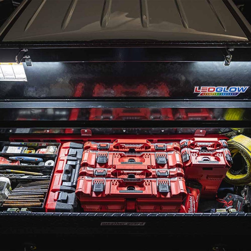 LEDGlow 2pc White Truck Tool Box LED Lighting Kit for Work & Utility Trucks - Universal - 12" Tubes Install Inside The Lid & Shine Down on Tools - Includes Magnetic Power Switch for Automatic On/Off - Image 3